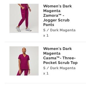 FIGS Dark Magenta scrub set size small